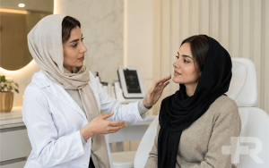 پزشک در حال توضیح مراقبت بعد از بوتاکس به مراجعه‌کننده بزرگسال