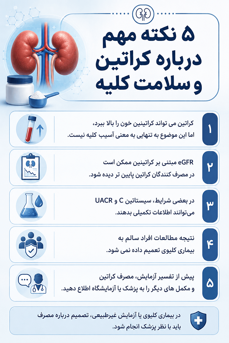 عوارض کراتین بر کلیه ها اینفوگرافیک پنج نکته مهم درباره کراتین و سلامت کلیه