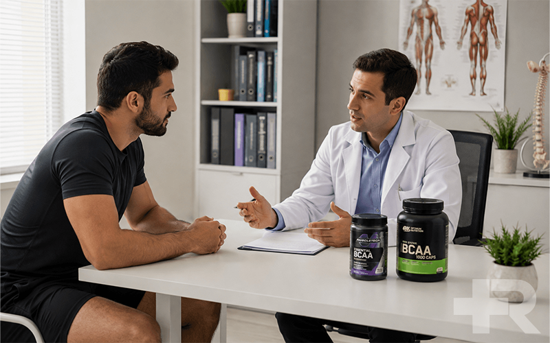 BCAA,BCAA چیست مشورت ورزشکار با پزشک درباره ایمنی مکمل BCAA